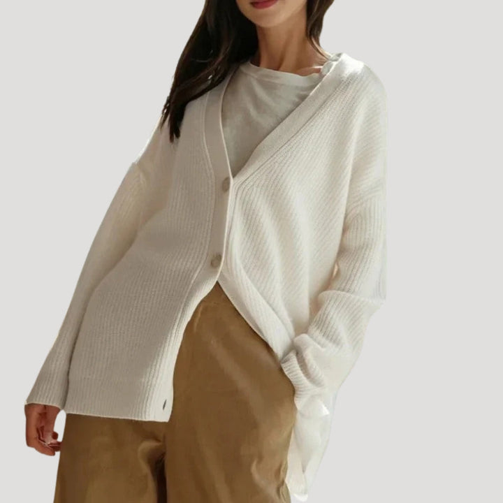 Chunky Knit Cardigan Womens Oversized V Neck Button Front Dropped Shoulder - image 4
