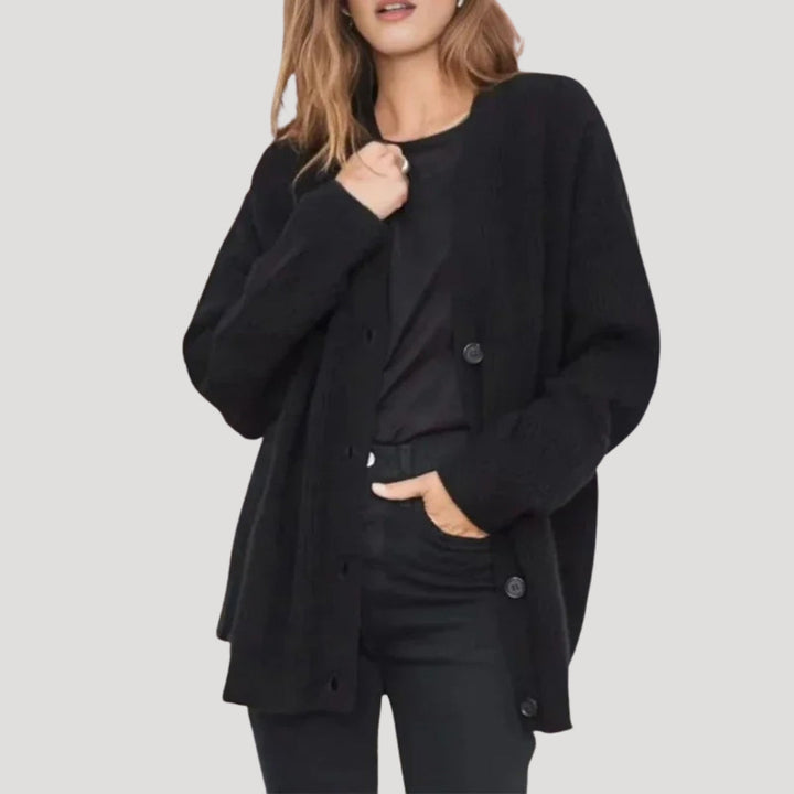 Chunky Knit Cardigan Womens Oversized V Neck Button Front Dropped Shoulder - image 6