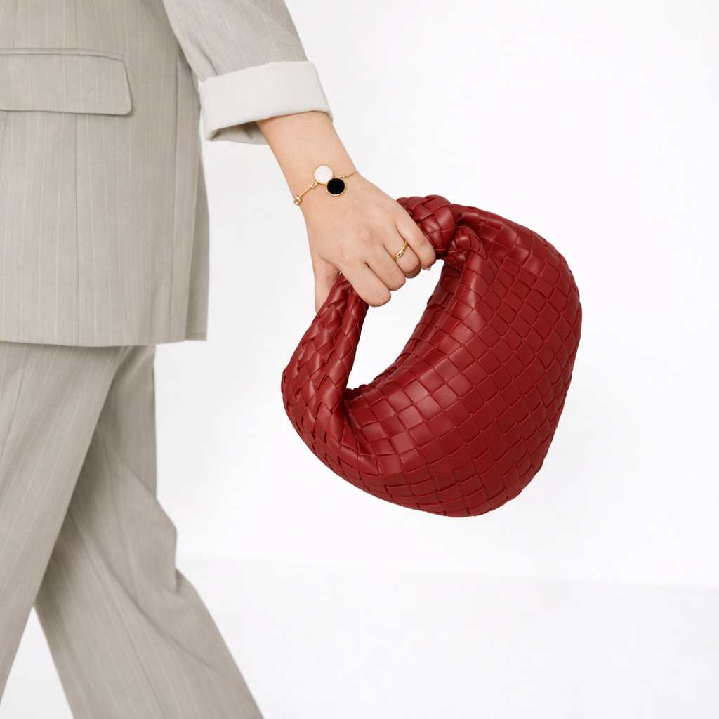Women's Woven Knot Handle Vegan Leather Bag — image 1