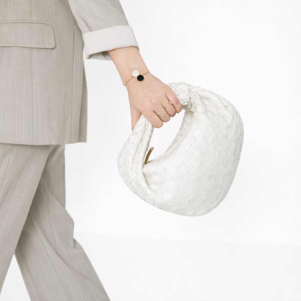 Women's Woven Knot Handle Vegan Leather Bag — image 2