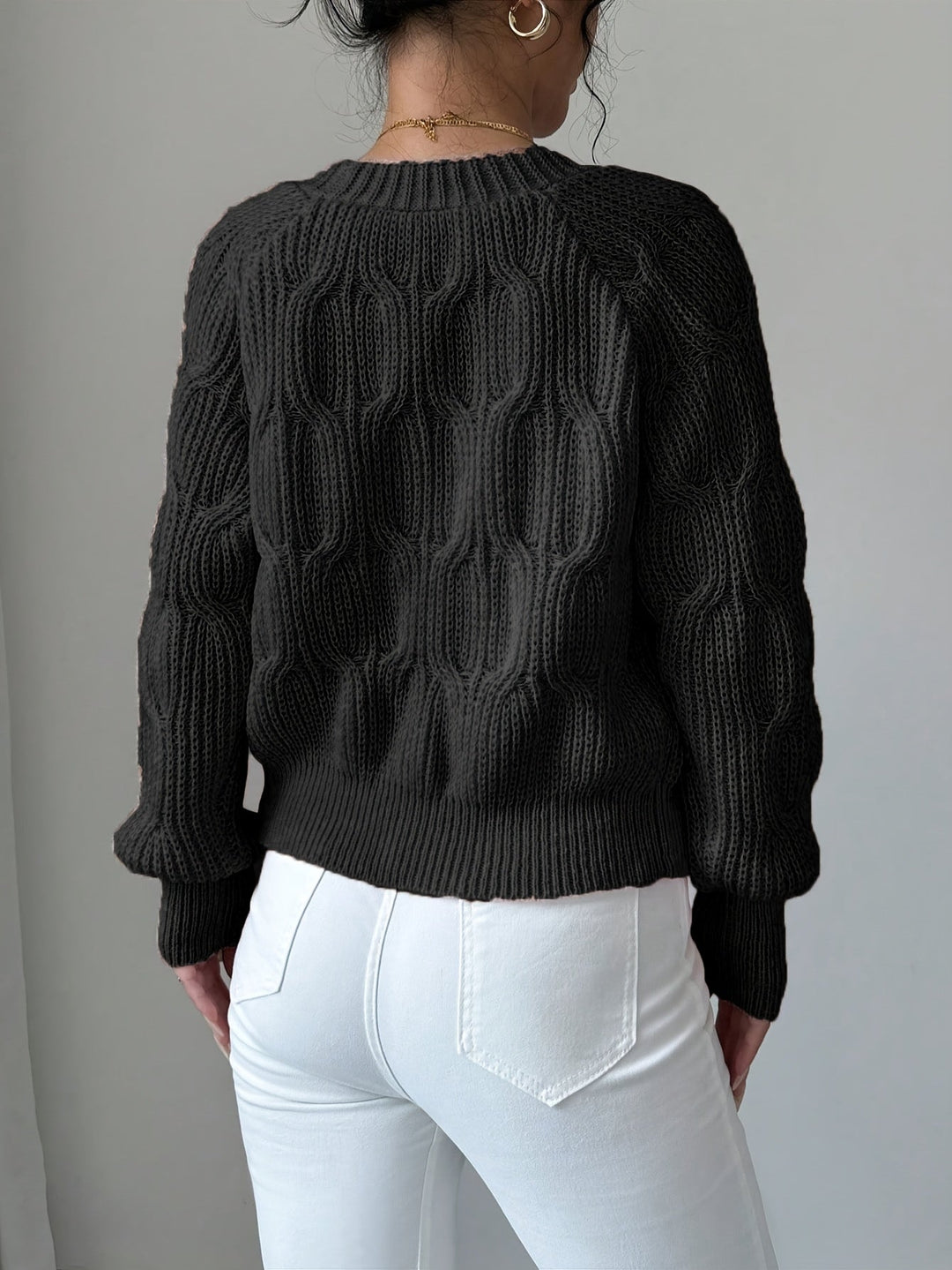 Cropped Cardigan Womens Bow Applique V Neck Button Front Pearl Look Buttons - image 14