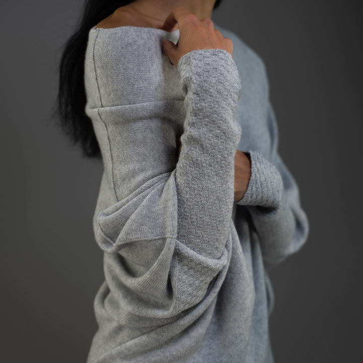 Jumper Womens Off Shoulder Cowl Neck Draped Asymmetric Hem Long Sleeve - image 12