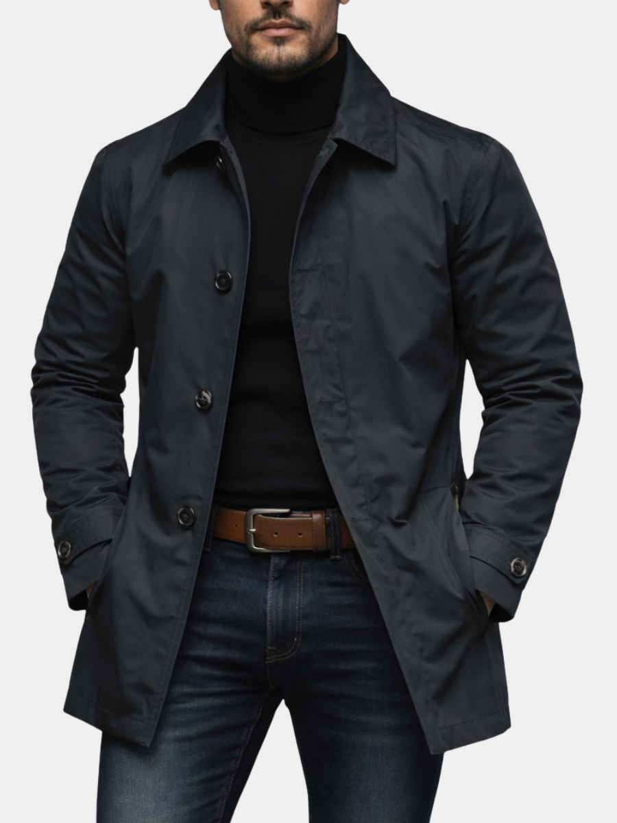 Mac Coat Mens Quilted Lining Water Repellent Single Breasted Button Front Mid Length - image 5