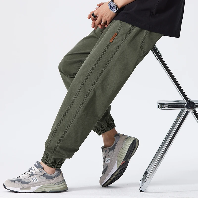 Joggers Mens Cuffed Chino Twill Stretch Drawstring Elastic Waist Relaxed Fit - image 7