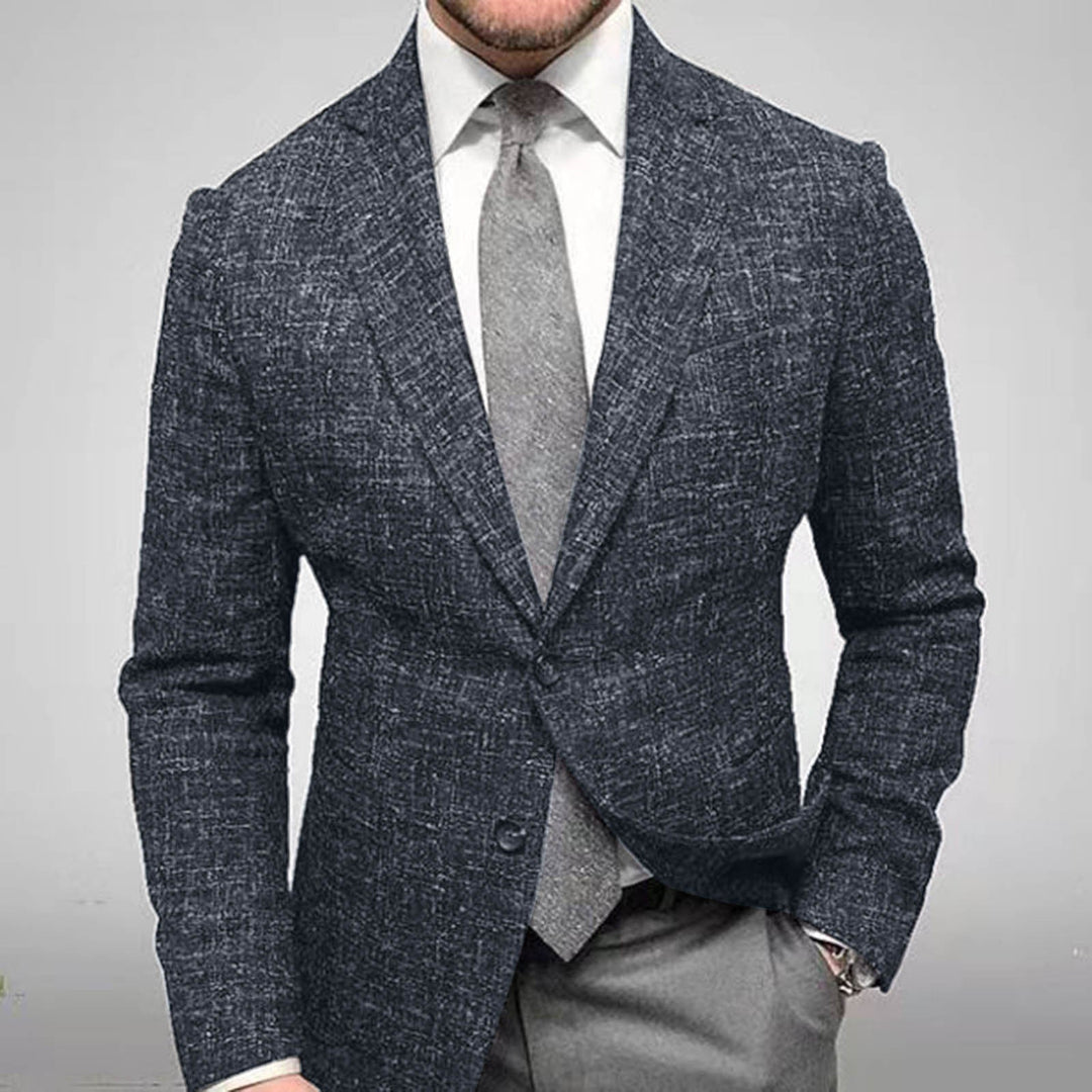 Textured Blazer Mens Two Button Notch Lapel Single Vent Flap Pockets Smart - image 2