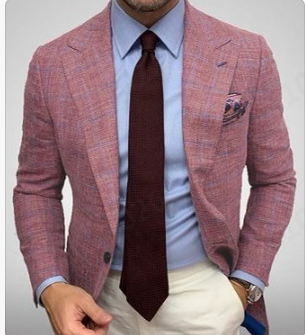 Textured Blazer Mens Two Button Notch Lapel Single Vent Flap Pockets Smart - image 3