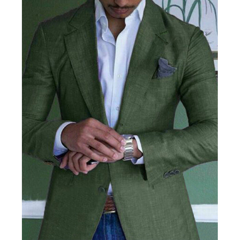 Textured Blazer Mens Two Button Notch Lapel Single Vent Flap Pockets Smart - image 5
