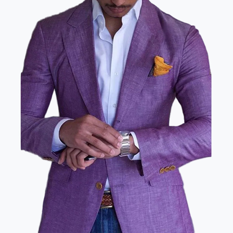 Textured Blazer Mens Two Button Notch Lapel Single Vent Flap Pockets Smart - image 4