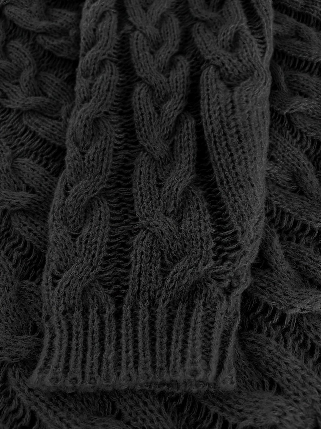 Cable Knit Jumper Womens V Neck Balloon Sleeve Chunky Dropped Shoulder Longline - image 7
