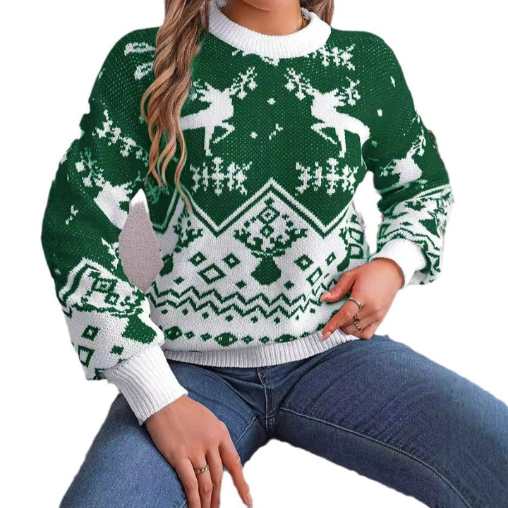Christmas Jumper Womens Fair Isle Reindeer Knit Crew Neck - image 4