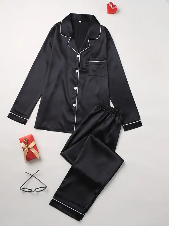 Sleepwear Set Womens Silk Two Piece Lounge