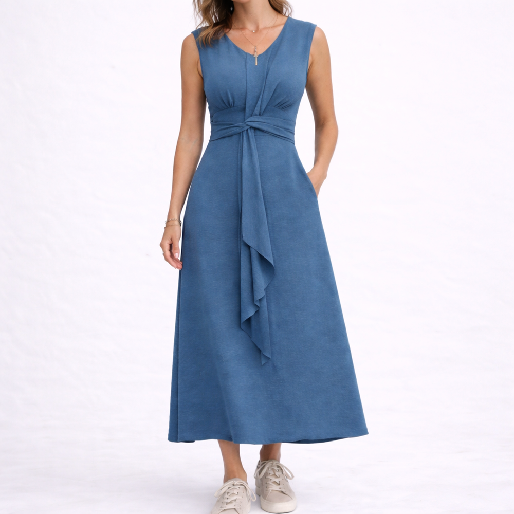 Women's Sleeveless Tie Waist Midi Dress — image 2