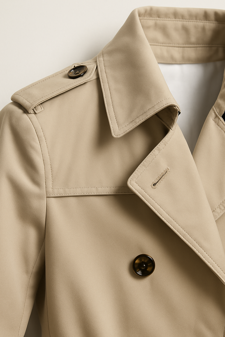Trench Coat Mens Single Breasted Zip Chest Pocket Epaulettes Buckle Cuffs Mid Length - image 3