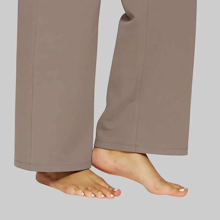 Wide Leg Trousers Womens High Waisted Stretch Pull On Elasticated Waist Side Pockets - image 5