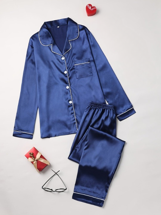 Sleepwear Set Womens Silk Two Piece Lounge