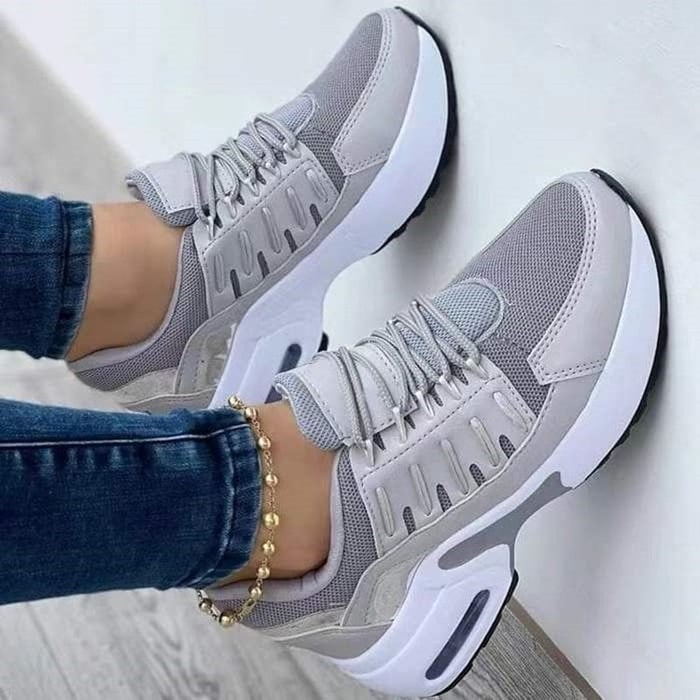 Walking Trainers Womens Chunky Platform Air Cushion Sole Lace Up Mesh Panel - image 1