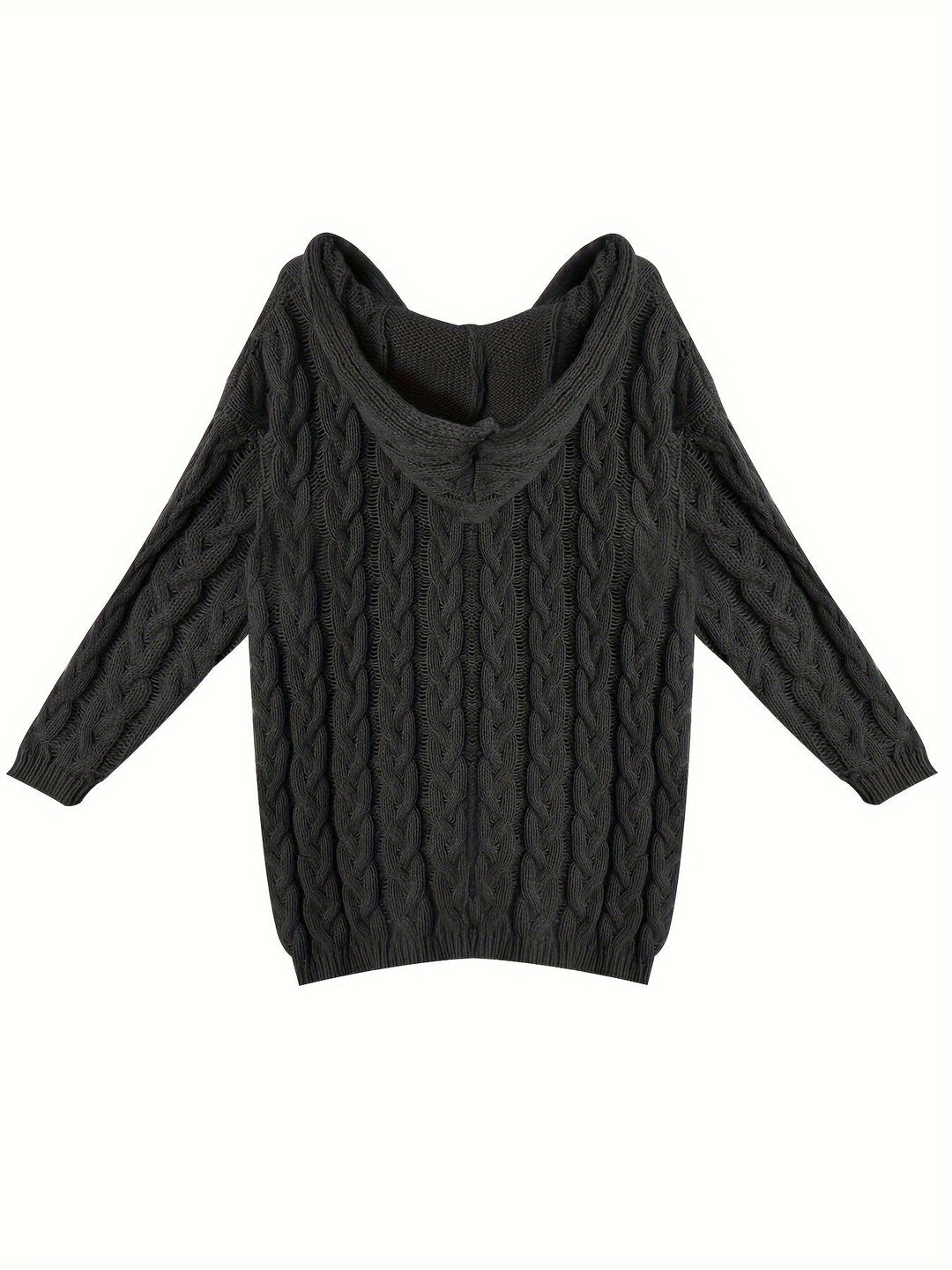 Cable Knit Jumper Womens V Neck Balloon Sleeve Chunky Dropped Shoulder Longline - image 6