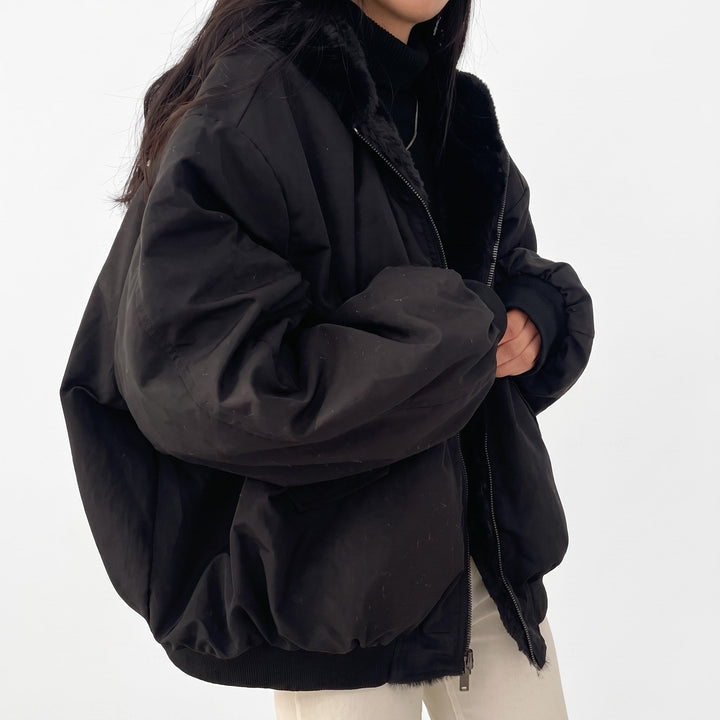 Puffer Jacket Womens Hooded Oversized Zip Front Padded Stand Collar Pockets - image 2
