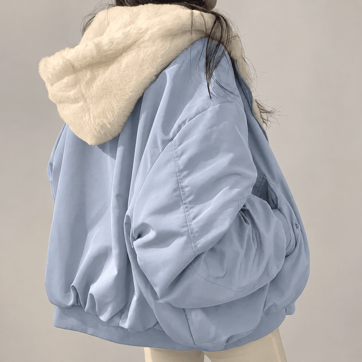 Puffer Jacket Womens Hooded Oversized Zip Front Padded Stand Collar Pockets - image 5