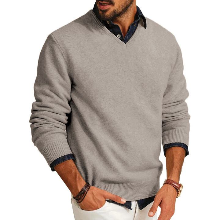 V Neck Jumper Mens Soft Knit Long Sleeve Ribbed Cuffs Smart Casual Layering - image 4