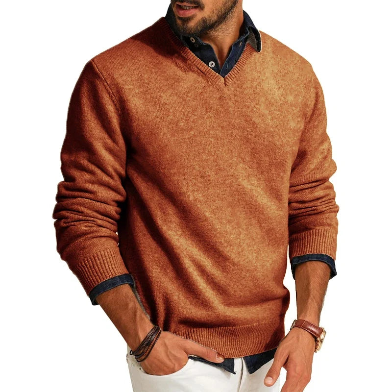 V Neck Jumper Mens Soft Knit Long Sleeve Ribbed Cuffs Smart Casual Layering - image 3