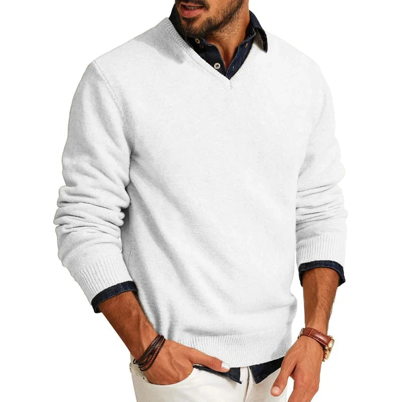 V Neck Jumper Mens Soft Knit Long Sleeve Ribbed Cuffs Smart Casual Layering - image 6