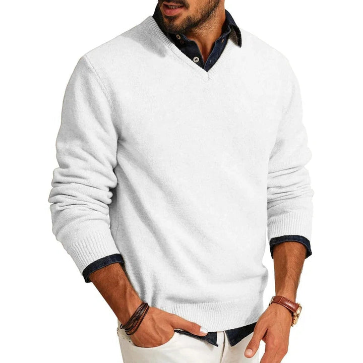 V Neck Jumper Mens Soft Knit Long Sleeve Ribbed Cuffs Smart Casual Layering - image 6