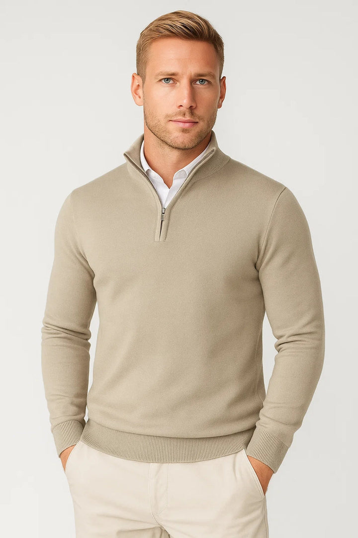Half Zip Jumper Mens Fine Knit Funnel Neck Tailored Fit Office Layering - image 7