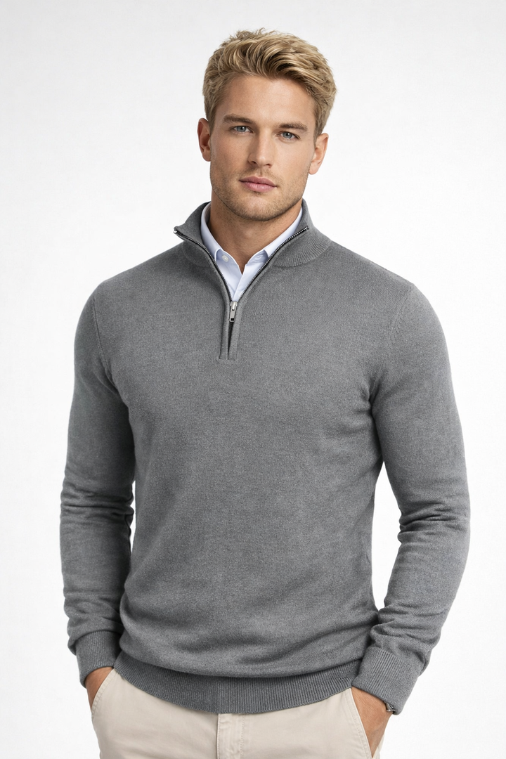 Half Zip Jumper Mens Fine Knit Funnel Neck Tailored Fit Office Layering - image 6