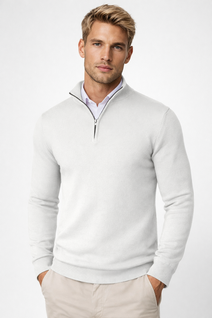 Half Zip Jumper Mens Fine Knit Funnel Neck Tailored Fit Office Layering - image 4