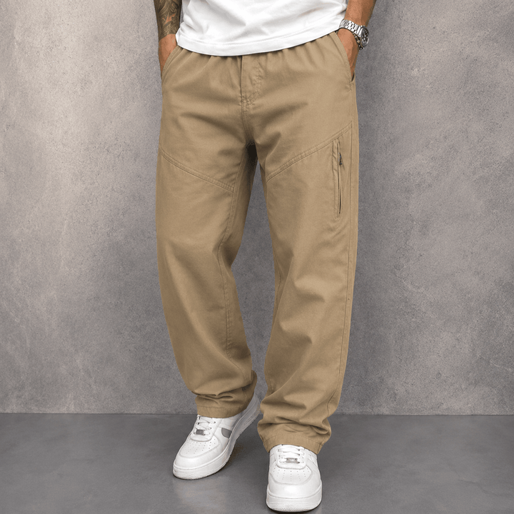 Cargo Trousers Mens Straight Leg Zip Thigh Pocket Elasticated Waist Relaxed Fit Utility - image 2