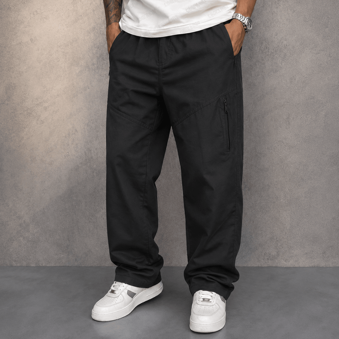 Cargo Trousers Mens Straight Leg Zip Thigh Pocket Elasticated Waist Relaxed Fit Utility - image 1
