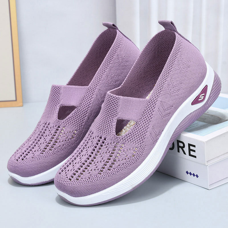 Slip On Trainers Womens Mary Jane Strap Breathable Knit Walking Lightweight Cushioned Sole - image 9