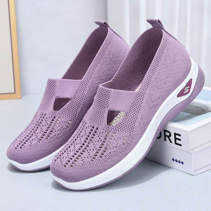 Slip On Trainers Womens Mary Jane Strap Breathable Knit Walking Lightweight Cushioned Sole - image 9