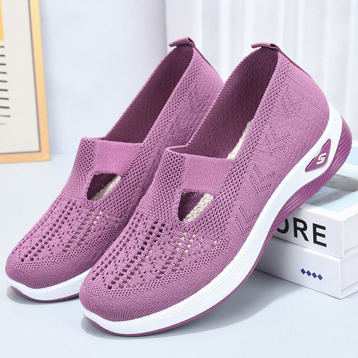 Slip On Trainers Womens Mary Jane Strap Breathable Knit Walking Lightweight Cushioned Sole - image 8