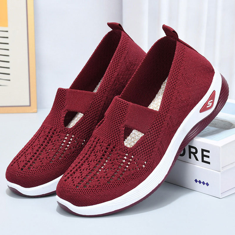 Slip On Trainers Womens Mary Jane Strap Breathable Knit Walking Lightweight Cushioned Sole - image 1