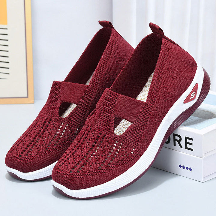 Slip On Trainers Womens Mary Jane Strap Breathable Knit Walking Lightweight Cushioned Sole - image 1