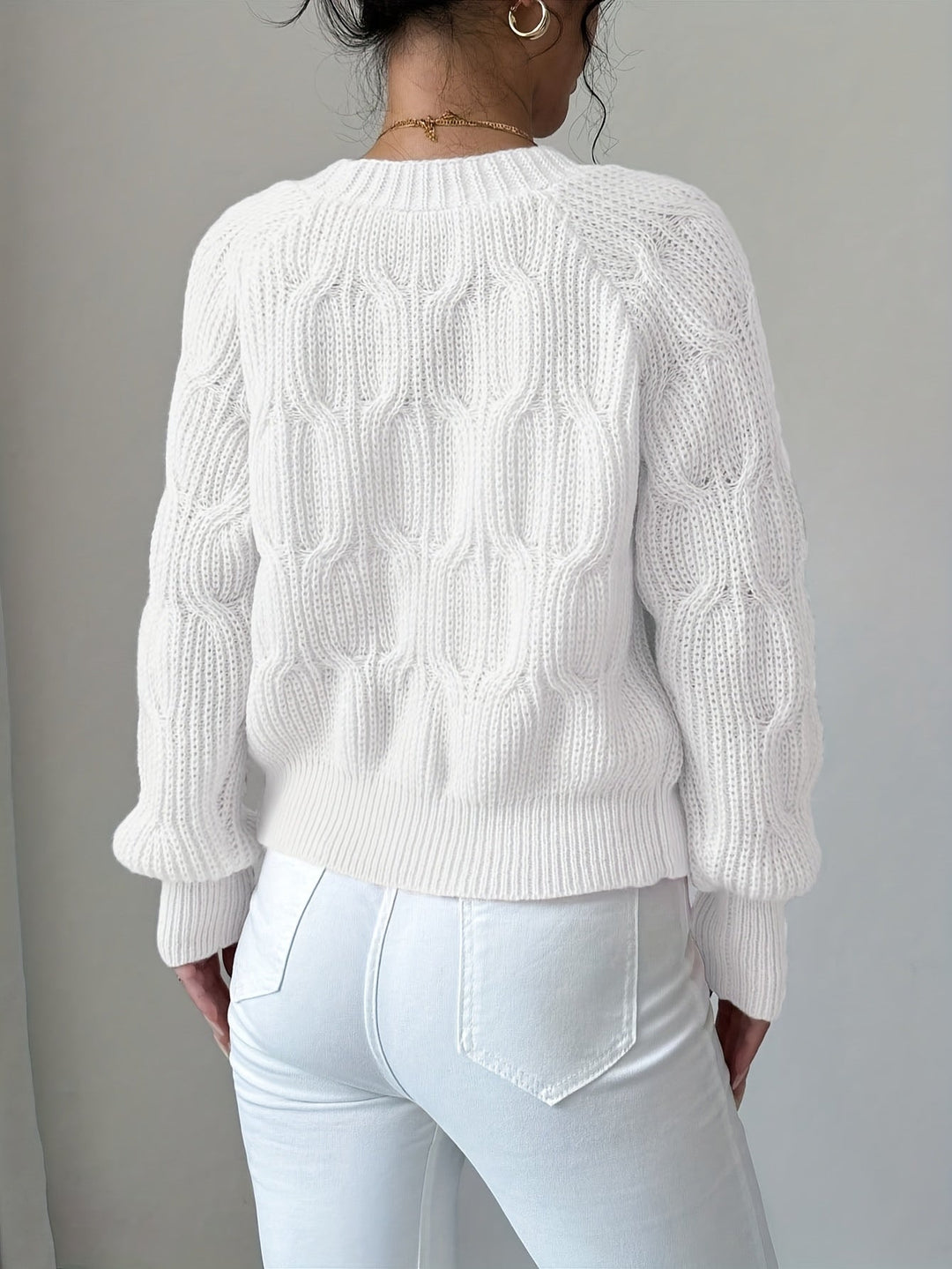 Cropped Cardigan Womens Bow Applique V Neck Button Front Pearl Look Buttons - image 18