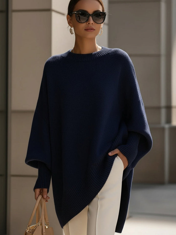Batwing Jumper Womens Chunky Knit Asymmetric Hem Oversized Crew Neck - image 3