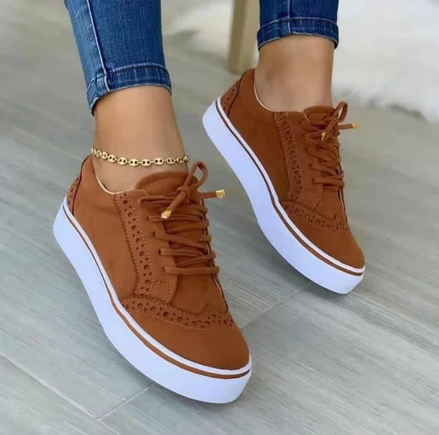 Brogue Trainers Womens Platform Lace Up Perforated Upper - image 1