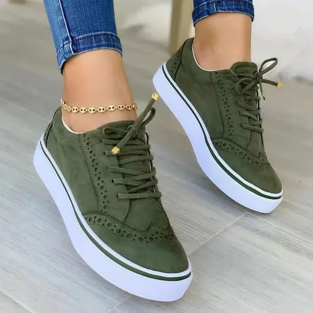 Brogue Trainers Womens Platform Lace Up Perforated Upper - image 2