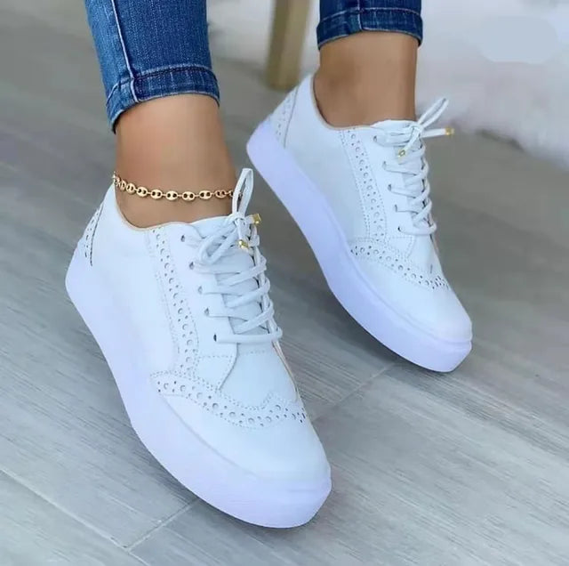Brogue Trainers Womens Platform Lace Up Perforated Upper - image 4