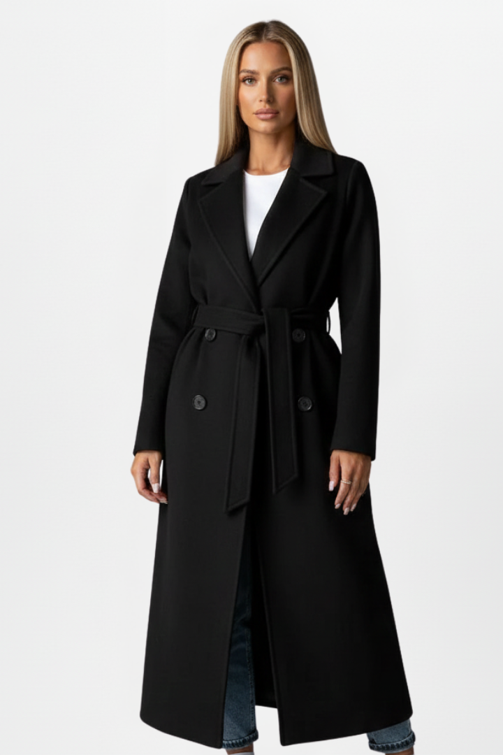 Belted Coat Womens Long Double Breasted Wrap Notch Lapel Tie Waist - image 4