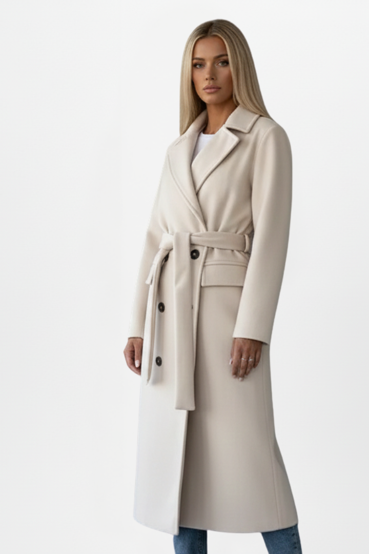 Belted Coat Womens Long Double Breasted Wrap Notch Lapel Tie Waist - image 7