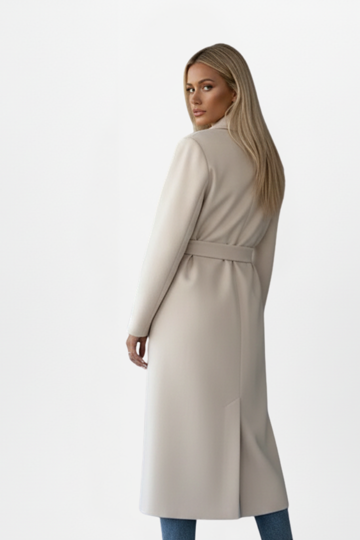 Belted Coat Womens Long Double Breasted Wrap Notch Lapel Tie Waist - image 8