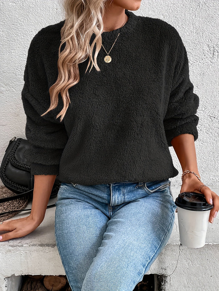 Fluffy Jumper Womens Crew Neck Long Sleeve Relaxed Fit - image 6