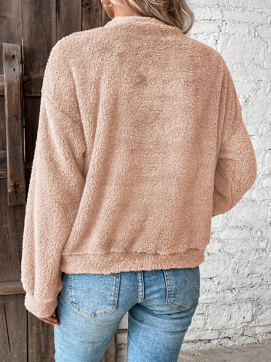 Fluffy Jumper Womens Crew Neck Long Sleeve Relaxed Fit - image 8