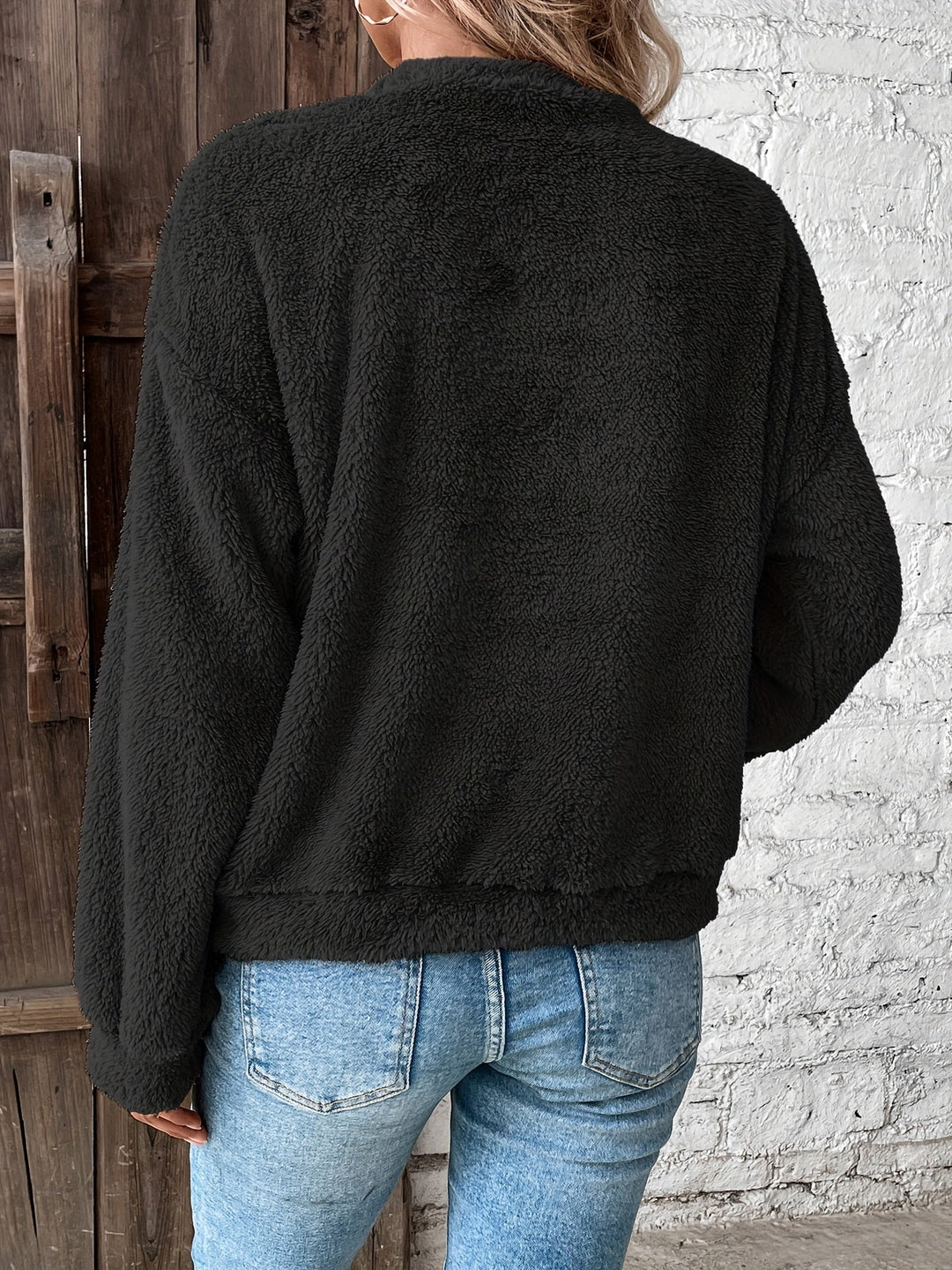 Fluffy Jumper Womens Crew Neck Long Sleeve Relaxed Fit - image 9