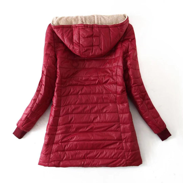 Quilted Coat Womens Long Hooded Padded Zip Front Elastic Cuffs - image 6