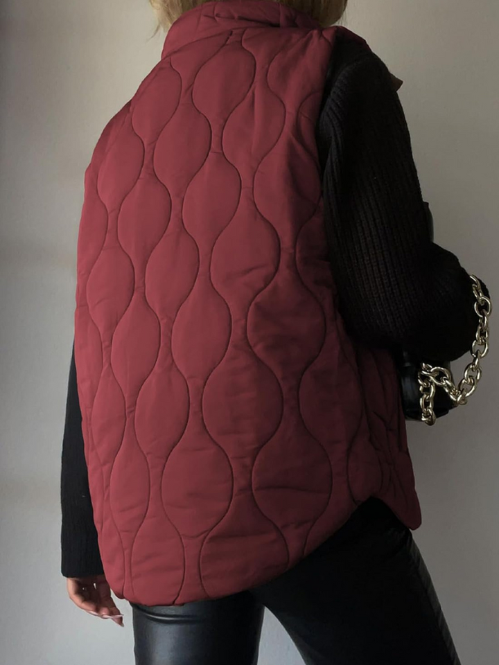 Quilted Gilet Womens Stand Collar Zip and Popper Front Side Pockets - image 6